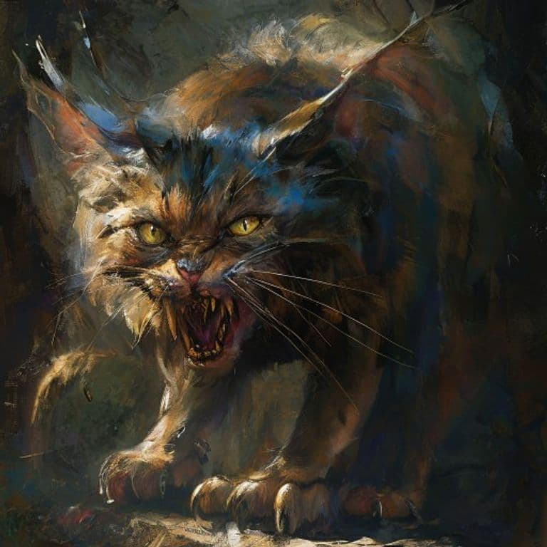 Wampus Cat — fantasy monster illustration. Wampus Cat is a medium monstrosity (Challenge Rating 1).