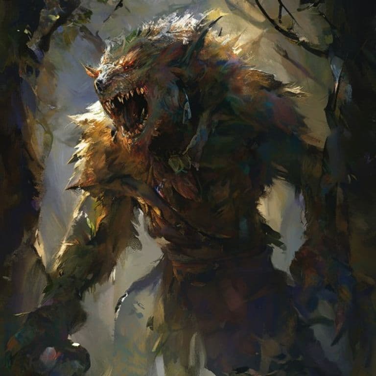 Feral Hunter — fantasy monster illustration. Feral Hunter is a medium fey (Challenge Rating 3).