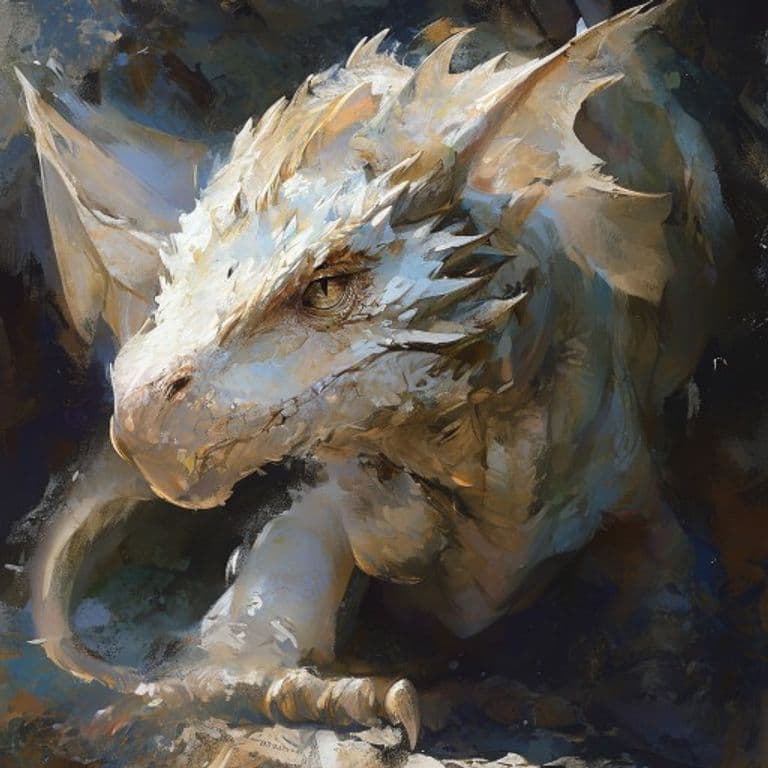 Young White Dragon — fantasy monster illustration. Young White Dragon is a large dragon (Challenge Rating 6).