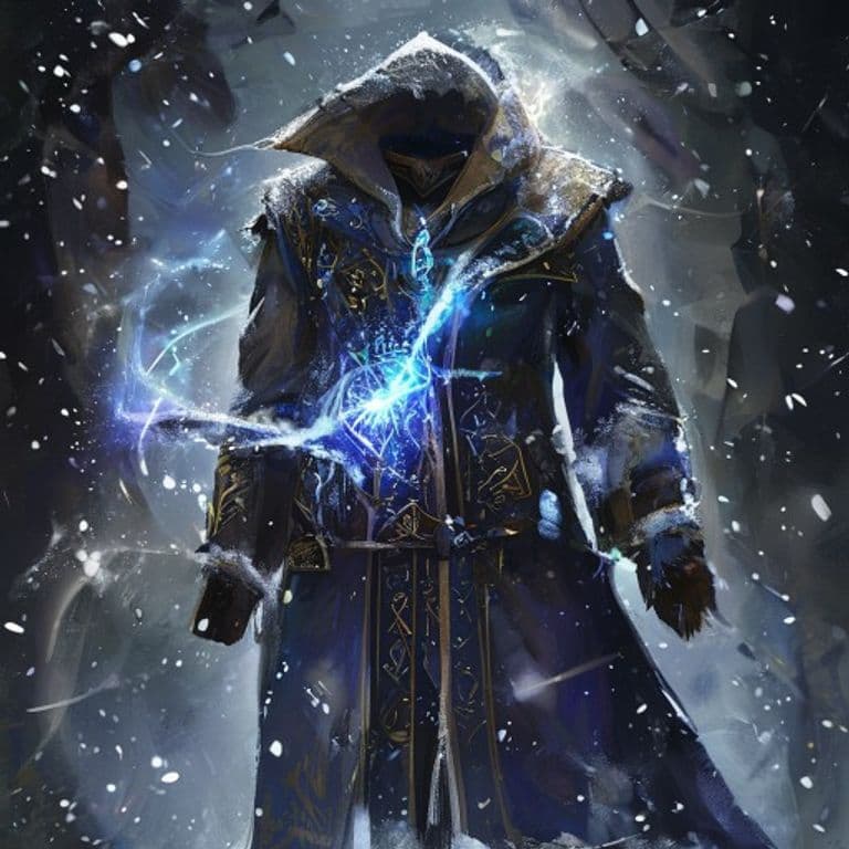 Snowy Coat — fantasy spell effect illustration. Snowy Coat is a 1st-level transmutation available to Druid, Ranger.