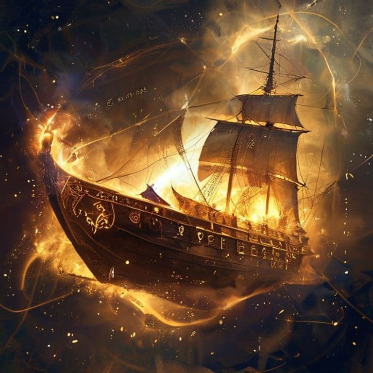 Sand Ship — fantasy spell effect illustration. Sand Ship is a 4th-level transmutation.