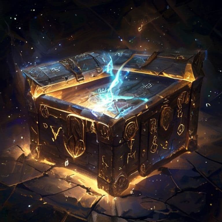 Secret Chest — fantasy spell effect illustration. Secret Chest is a 4th-level conjuration available to Wizard.