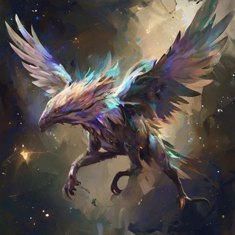 Aviere — fantasy monster illustration. Aviere is a tiny celestial (Challenge Rating 1/2).