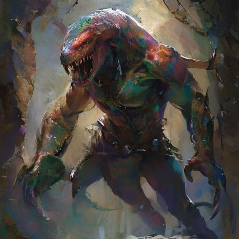 Sahuagin — fantasy monster illustration. Sahuagin is a medium humanoid (Challenge Rating 1/2).