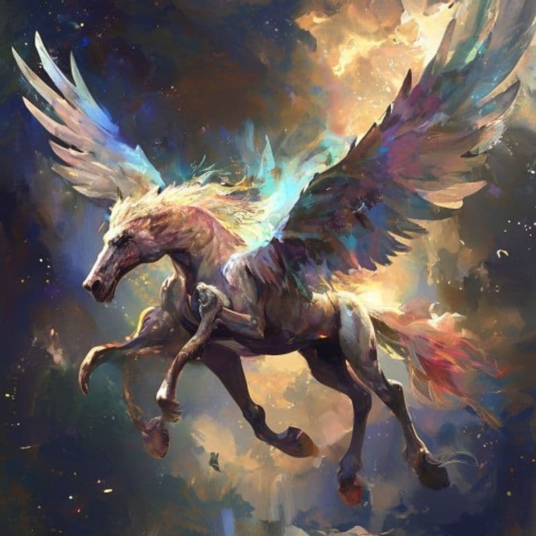 Pegasus — fantasy monster illustration. Pegasus is a large celestial (Challenge Rating 2).