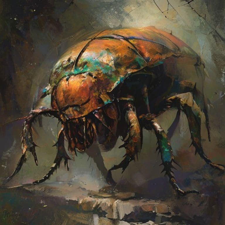 Carrion Beetle — fantasy monster illustration. Carrion Beetle is a large beast (Challenge Rating 4).