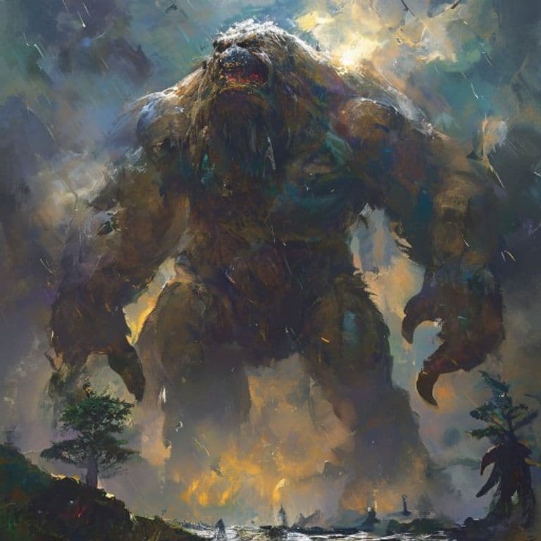 Storm Giant — fantasy monster illustration. Storm Giant is a huge giant (Challenge Rating 14).