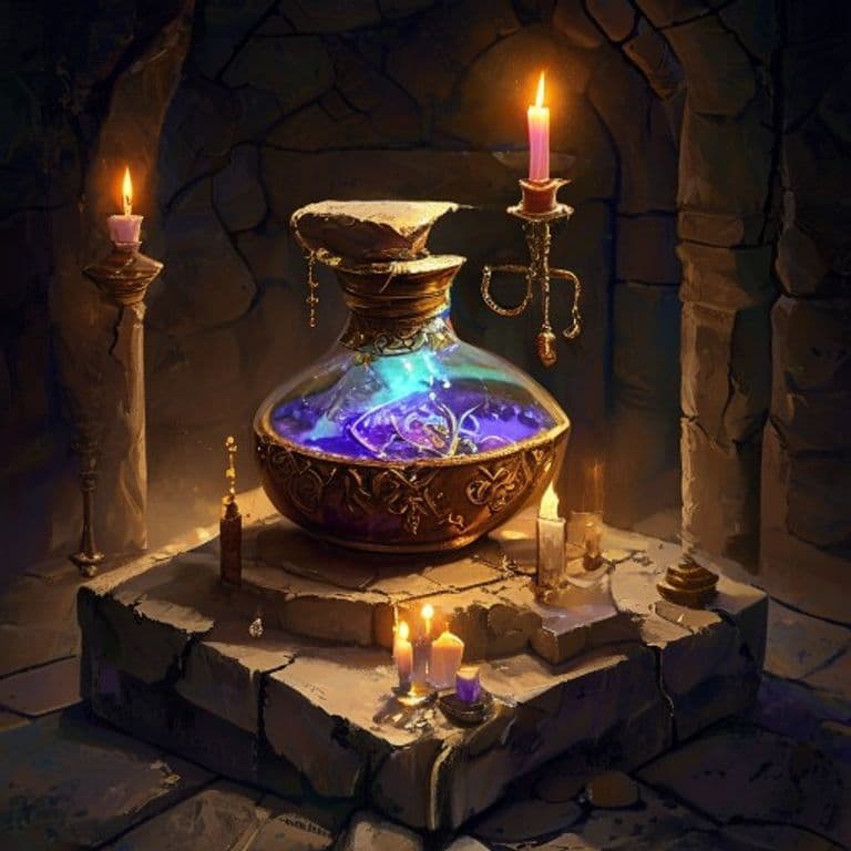 Potion of Sand Form — fantasy item illustration. Potion of Sand Form is a magic item (potion) of very rare rarity.