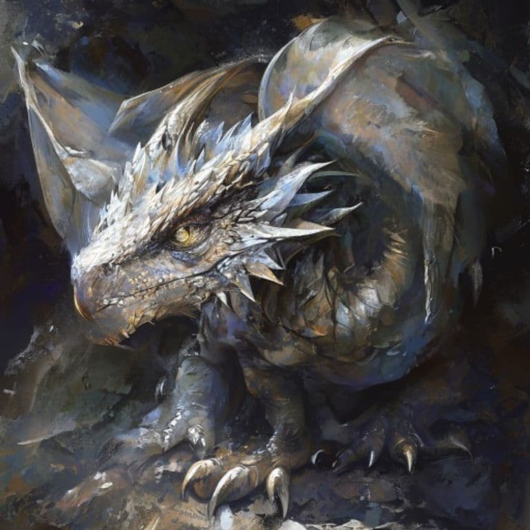 Silver Dragon Wyrmling — fantasy monster illustration. Silver Dragon Wyrmling is a medium dragon (Challenge Rating 2).