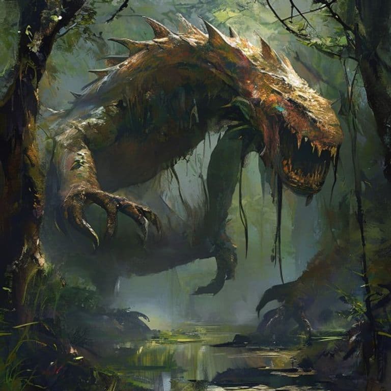 Swamp Naga — fantasy monster illustration. Swamp Naga is a large monstrosity (Challenge Rating 6).