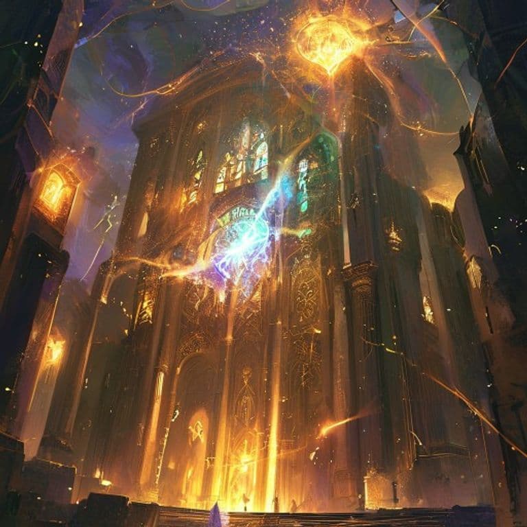 Enrage Architecture — fantasy spell effect illustration. Enrage Architecture is a 7th-level transmutation available to Cleric, Sorcerer, Warlock, Wizard.