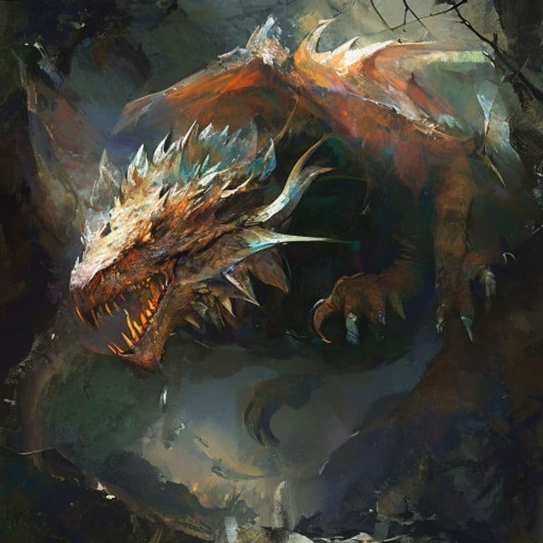 Lindwurm — fantasy monster illustration. Lindwurm is a large dragon (Challenge Rating 6).