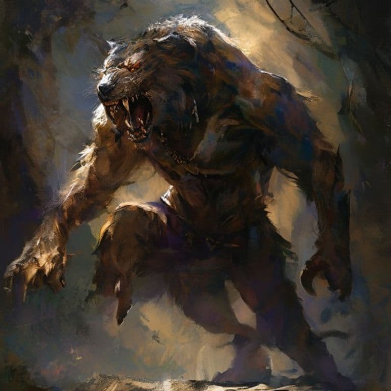 Weretiger — fantasy monster illustration. Weretiger is a medium humanoid (Challenge Rating 4).