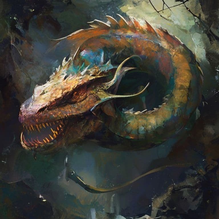 Dragon Eel — fantasy monster illustration. Dragon Eel is a huge dragon (Challenge Rating 12).