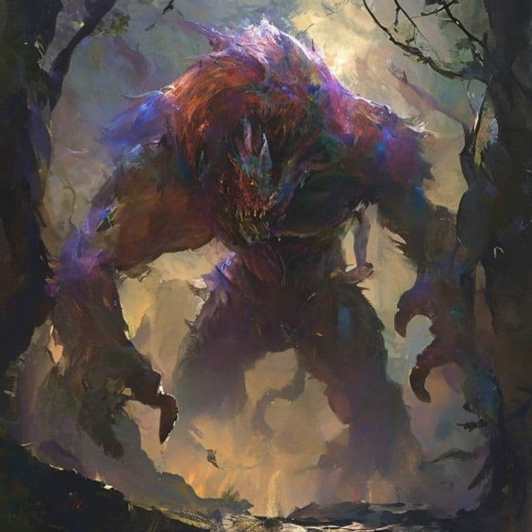 Hinn — fantasy monster illustration. Hinn is a large elemental (Challenge Rating 11).