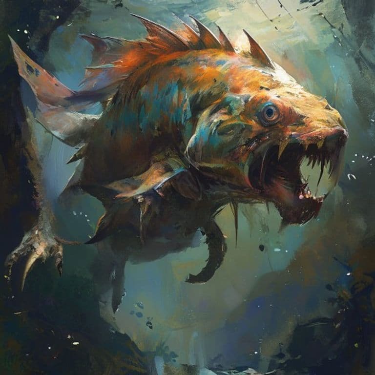 Alpha Fish — fantasy monster illustration. Alpha Fish is a large beast (Challenge Rating 3).