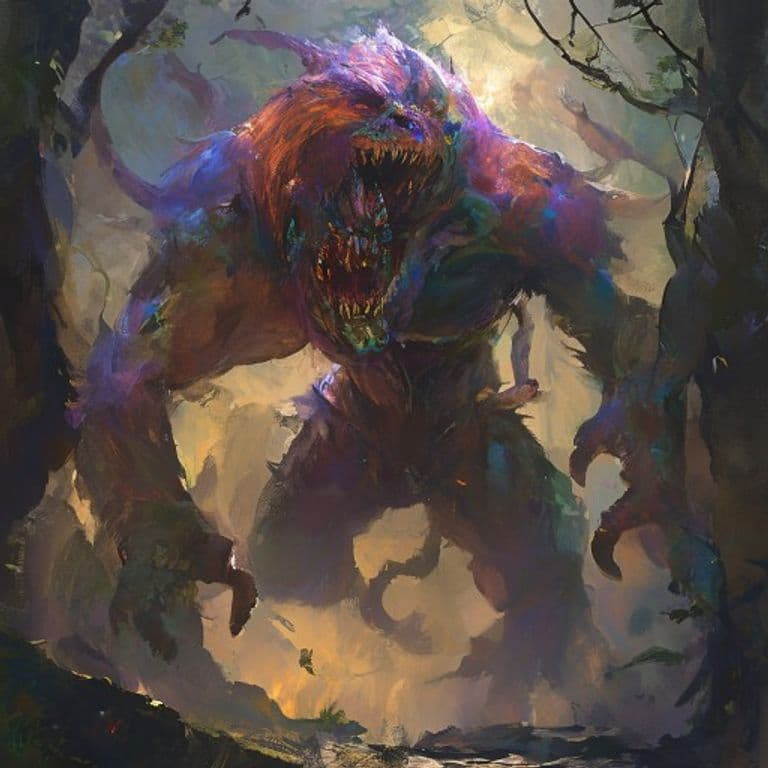 Divi — fantasy monster illustration. Divi is a large elemental (Challenge Rating 11).
