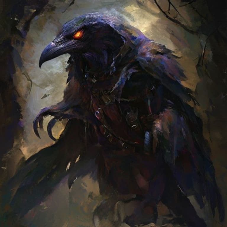 Ravenfolk Doom Croaker — fantasy monster illustration
