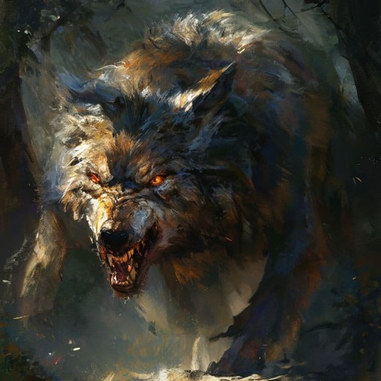 Wolf — fantasy monster illustration. Wolf is a medium beast (Challenge Rating 1/4).