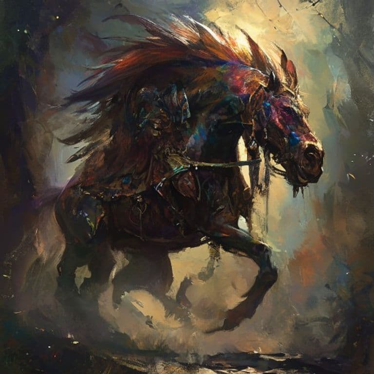 Warhorse — fantasy monster illustration. Warhorse is a large beast (Challenge Rating 1/2).