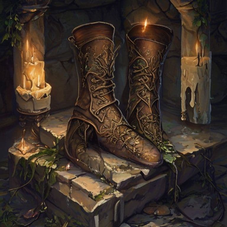 Boots of Elvenkind — fantasy item illustration. Boots of Elvenkind is a magic item (wondrous item) of uncommon rarity.