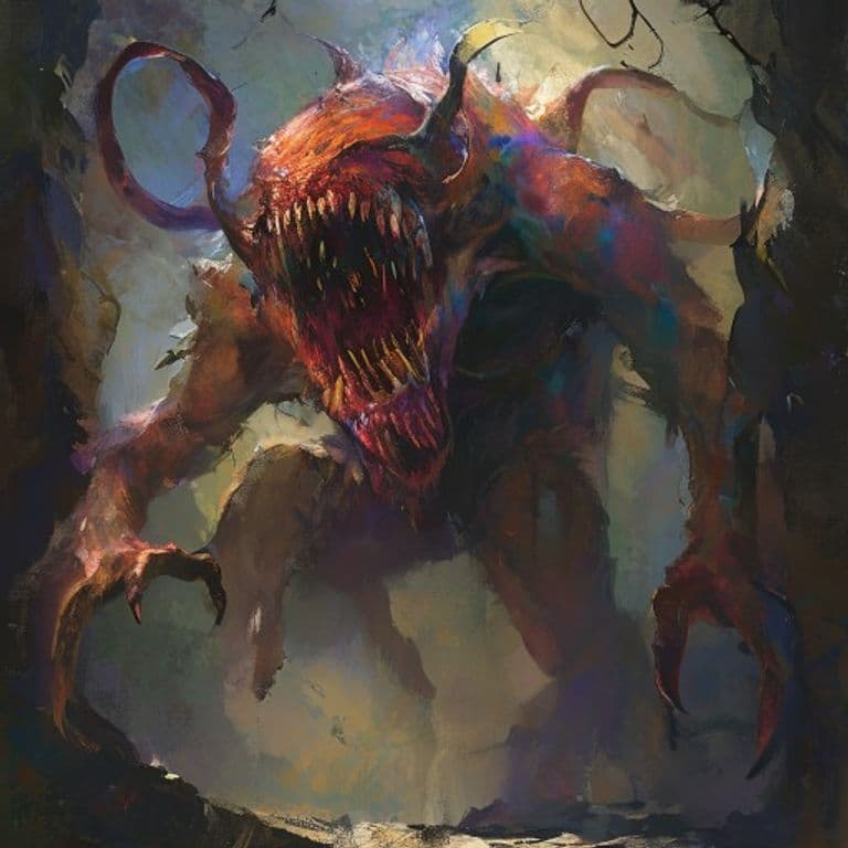 Psoglav — fantasy monster illustration. Psoglav is a large fiend (Challenge Rating 7).