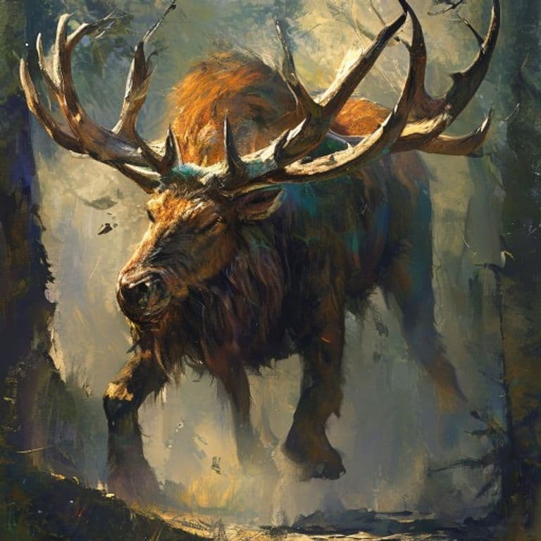 Giant Elk — fantasy monster illustration. Giant Elk is a huge beast (Challenge Rating 2).