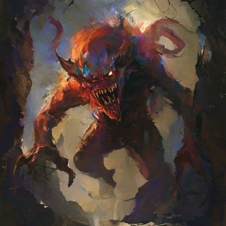 Spree — fantasy monster illustration. Spree is a small fiend (Challenge Rating 5).