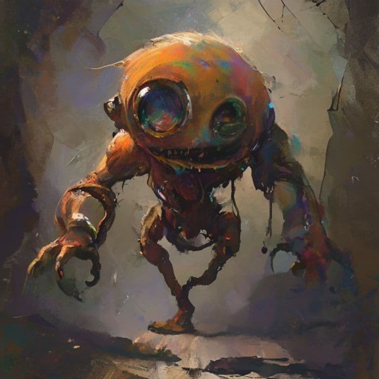 Moppet — fantasy monster illustration. Moppet is a tiny construct (Challenge Rating 1).