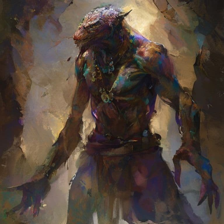 Nkosi — fantasy monster illustration. Nkosi is a medium humanoid (Challenge Rating 1/2).