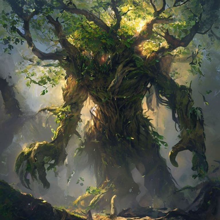 Awakened Tree — fantasy monster illustration. Awakened Tree is a huge plant (Challenge Rating 2).