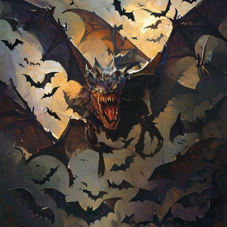 Swarm of Bats — fantasy monster illustration. Swarm of Bats is a medium beast (Challenge Rating 1/4).
