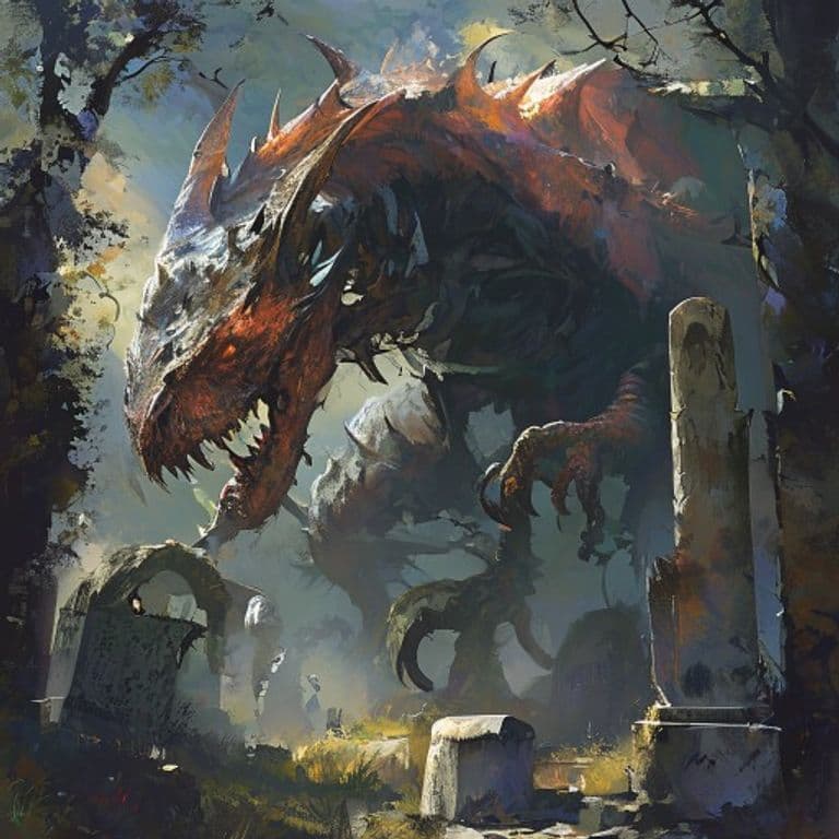 Graveyard Dragon — fantasy monster illustration