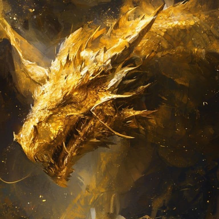 Ancient Gold Dragon — fantasy monster illustration. Ancient Gold Dragon is a gargantuan dragon (Challenge Rating 24).