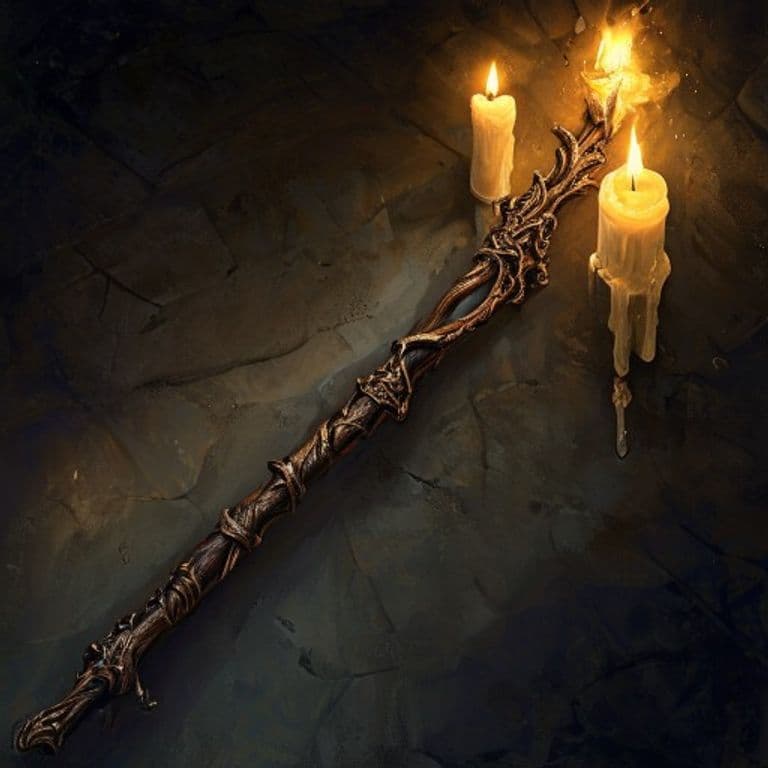 Oakwood Wand — fantasy item illustration