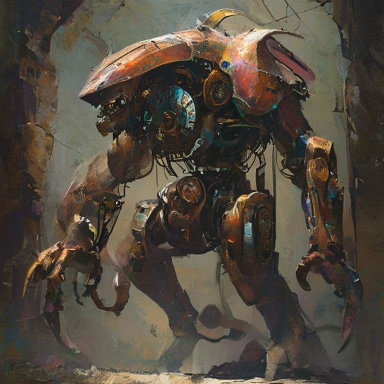 Clockwork Huntsman — fantasy monster illustration. Clockwork Huntsman is a medium construct (Challenge Rating 3).