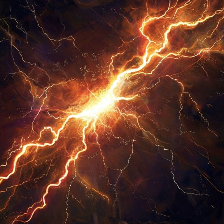 Chain Lightning — fantasy spell effect illustration. Chain Lightning is a 6th-level evocation available to Sorcerer, Wizard.
