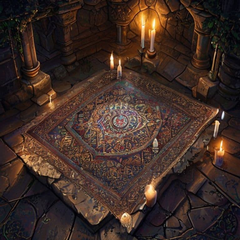 Rug of Safe Haven — fantasy item illustration. Rug of Safe Haven is a magic item (wondrous item) of uncommon rarity.