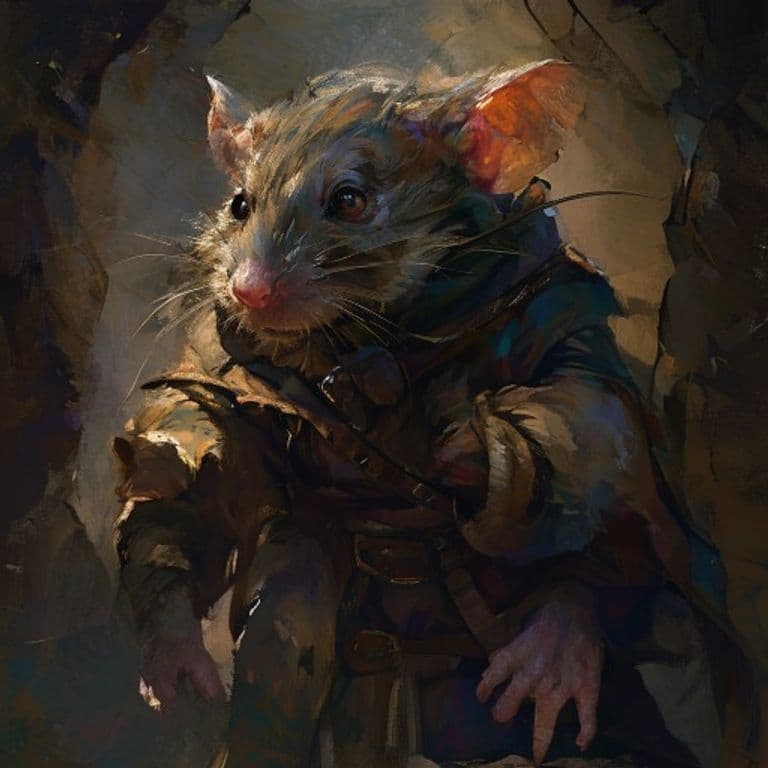 Ratfolk — fantasy monster illustration. Ratfolk is a small humanoid (Challenge Rating 1/4).