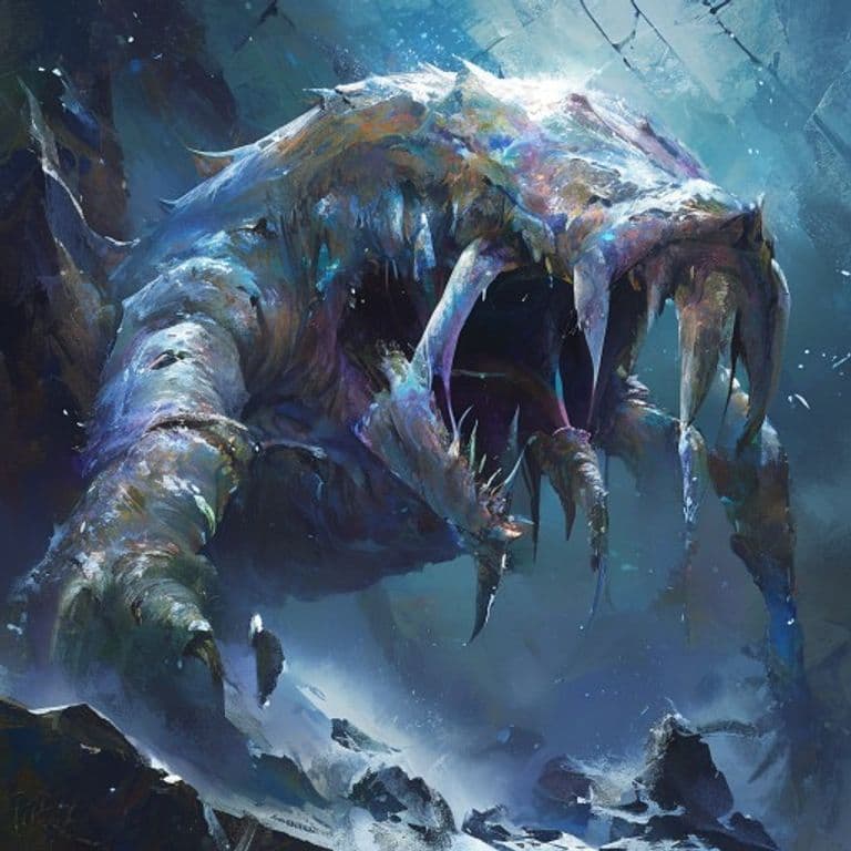 Glacial Crawler — fantasy monster illustration. Glacial Crawler is a huge aberration (Challenge Rating 11).