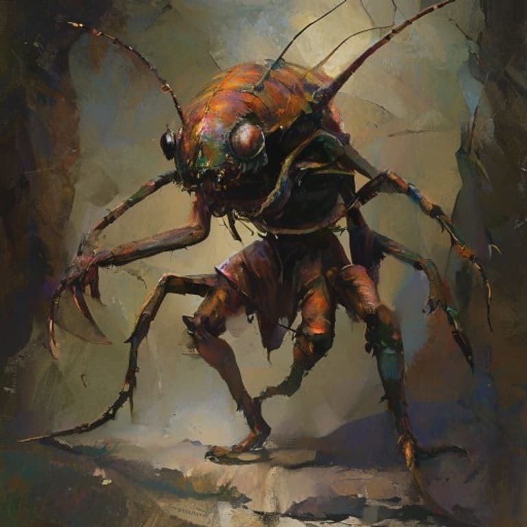 Roachling Skirmisher — fantasy monster illustration. Roachling Skirmisher is a small humanoid (Challenge Rating 1/4).