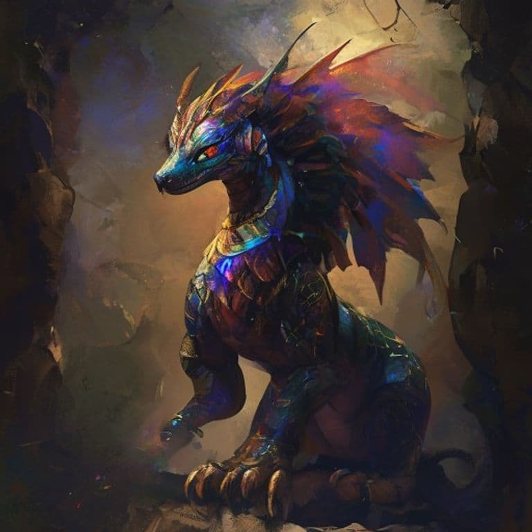Uraeus — fantasy monster illustration. Uraeus is a tiny celestial (Challenge Rating 2).