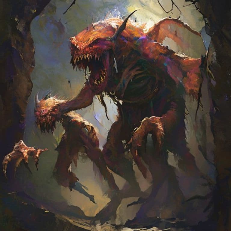 Lemure Band — fantasy monster illustration. Lemure Band is a large fiend (Challenge Rating 2).