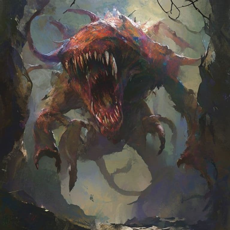 Ulnorya — fantasy monster illustration. Ulnorya is a large aberration (Challenge Rating 7).