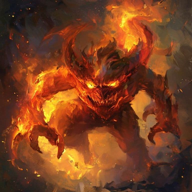 Fire Imp — fantasy monster illustration. Fire Imp is a tiny fiend (Challenge Rating 1/2).