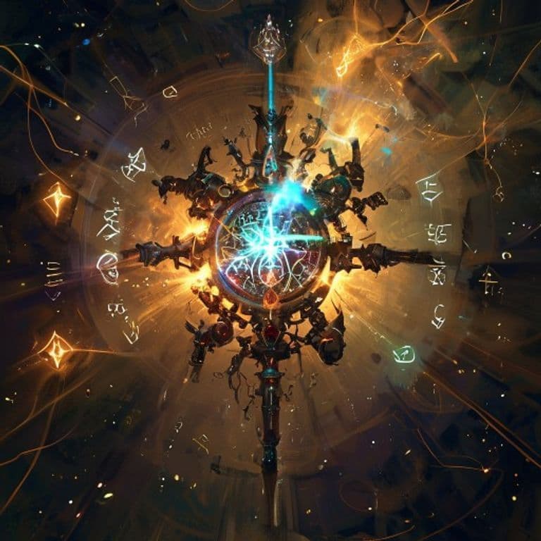 Mechanical Union — fantasy spell effect illustration. Mechanical Union is a 5th-level transmutation available to Wizard, Sorceror.