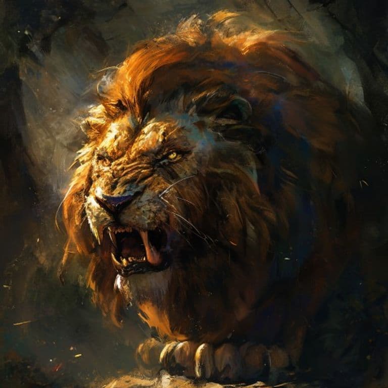 Lion — fantasy monster illustration. Lion is a large beast (Challenge Rating 1).