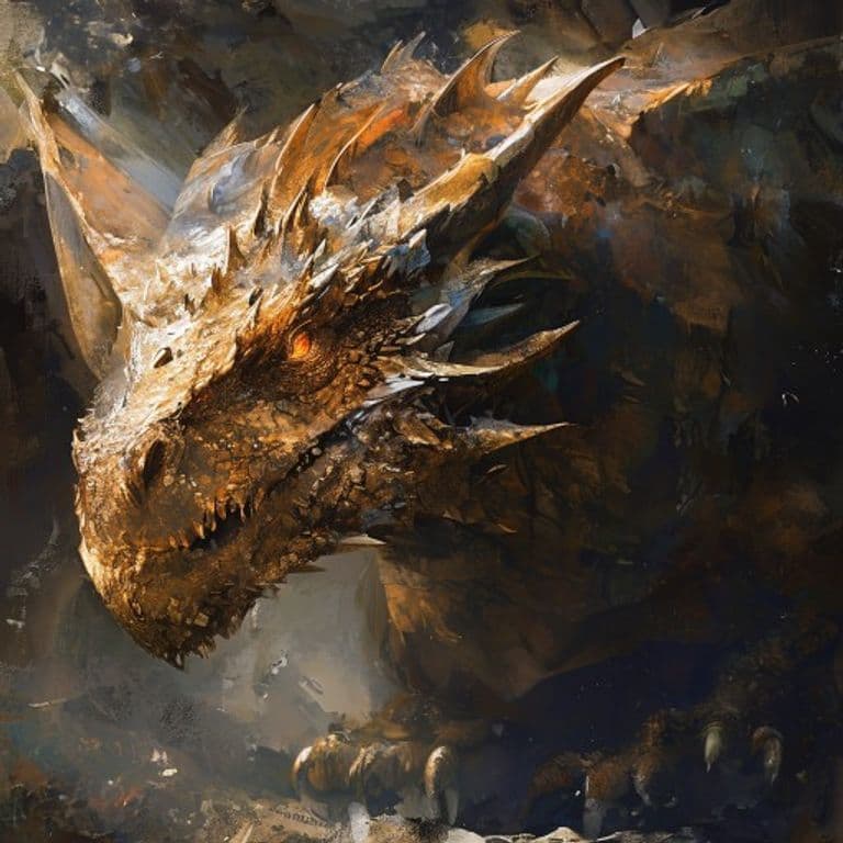Adult Bronze Dragon — fantasy monster illustration. Adult Bronze Dragon is a huge dragon (Challenge Rating 15).