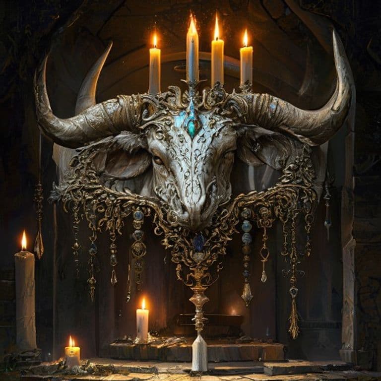 Headrest of the Cattle Queens — fantasy item illustration