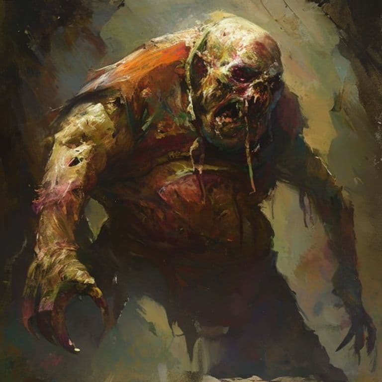 Bloated Ghoul — fantasy monster illustration. Bloated Ghoul is a medium undead (Challenge Rating 6).